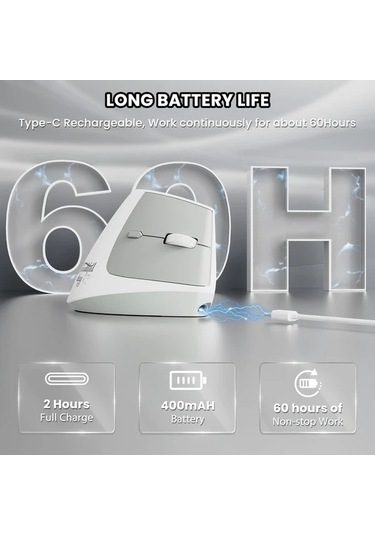 Besthome1 Ajazz I300 Ergonomik Kablosuz Fare 2.4g Bt 1600 Dpı Siyah - -