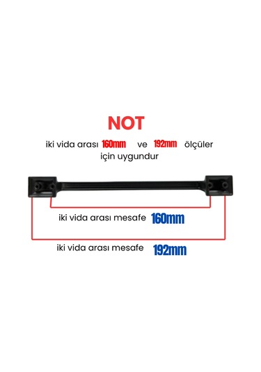 5 Adet Metal Okyanus Mobilya Çekmece Dolap Kulpu Mat Siyah 160-192mm Mat Siyah