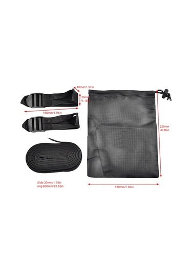 Novahub 6 Metre Kamp Çadırı Kayışı - Siyah Polyester, Taşıma Çantası Dahil, Siyah Siyah