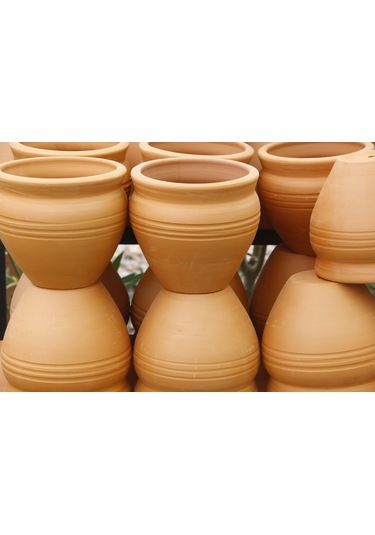 Antik Saksı 2 Adet - El Yapımı Doğal Çömlek (485408022)