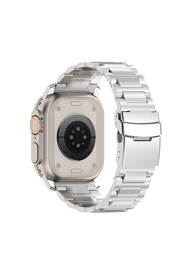 iOs Watch Uyumlu Se 2023 İçin 44mm 26mm Emniyet Tokası Titanyum Alaşımlı Saat Bandı Gümüş