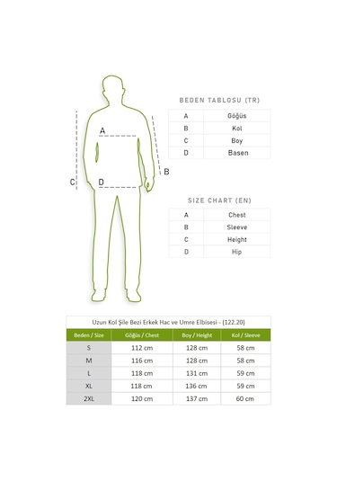 Uzun Kol Şile Bezi Erkek Hac ve Umre Elbisesi Krem