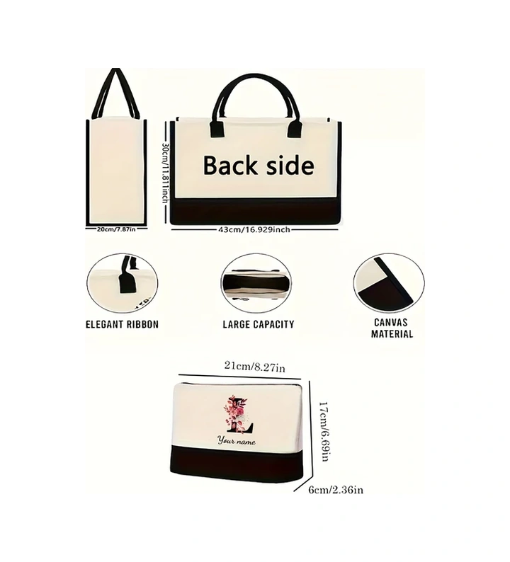 Willowhaven C18 Kahkwa Siyah Renk Bloklu 3 Parça Kişiselleştirilmeli Plaj Çantası Seti C18 Haki Siyah Renk Bloklama + Haki Şapka Model