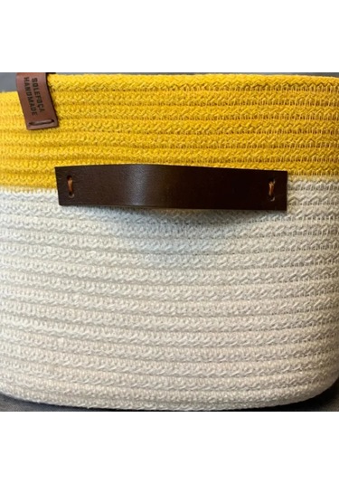 Uretti - Fatma 7987 - El Yapımı Doğal Ve Modern Dekoratif Dolap İçi Düzenleyici Sepet / Organizer Sarı