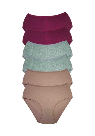 Royaleks 6 Adet Kadın Yüksek Bel Ribana Bato Külot S084 (553476827) Çok Renkli