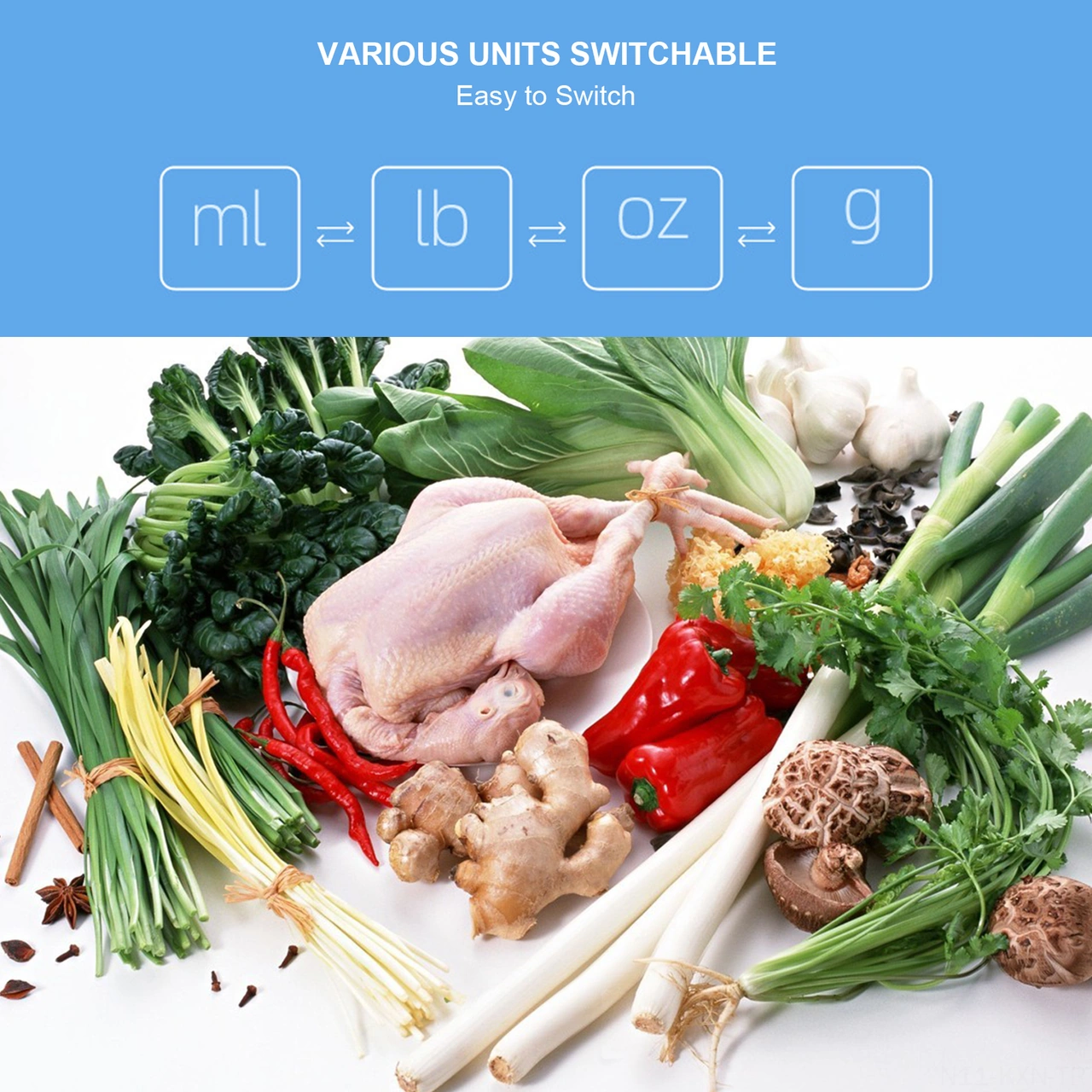 Kosona Mutfak Tahta Terazi 1g-5kg Hassas Ölçüm, G/ml/oz/lb Birimleri, Abs Malzeme, Siyah Pil Dahil Değil Siyah