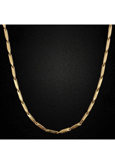 Çelik Kolye Titanyum Melon Motifli Model 3 Mm 55 Cm Altın Sarısı Gold Gold