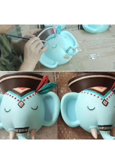 Suntek Magideal Etnik Hayvan Kafası Duvar Ekici Asılı Pot Reçine Fil