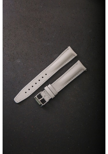 Hakiki Deri 18mm Akıllı Pimli Saat Kordonu Gri