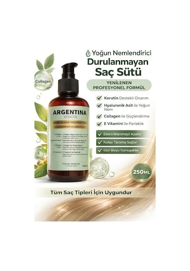 Argantina Keratin Durulanmayan Saç Bakım Sütü 250 ML
