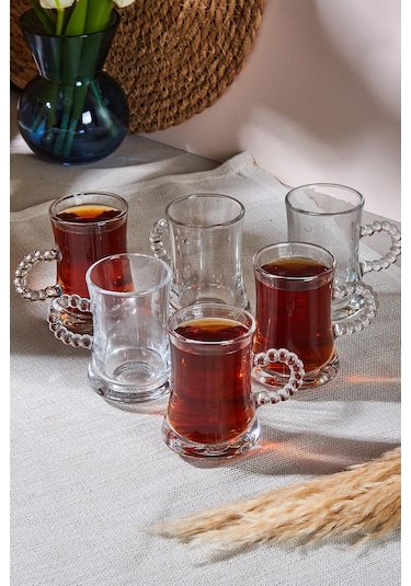 Perotti Pearl 6'lı Boncuklu Cam Çay Bardağı 180 Ml