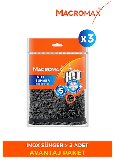 Inox Sünger Paslanmaz Çelik Temizlik Süngeri X3