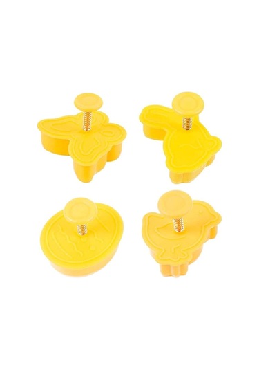 4 Adet Paskalya Tavşanı Desen Kabartma Kalıbı 3d Bahar Bisküvi Ka Sarı