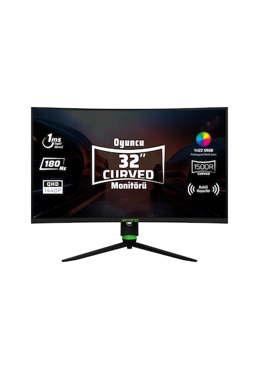 Monster Aryond A32 V2 32" 1 MS 180 Hz HDR10 G-Sync FreeSync QHD Curved VA Oyuncu Monitörü