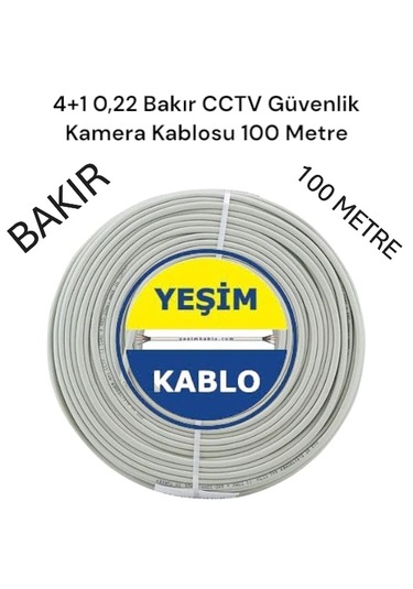 Yeşim 4+1 0,22 Cctv Bakır Güvenlik Kamera Kablosu 100 Metre