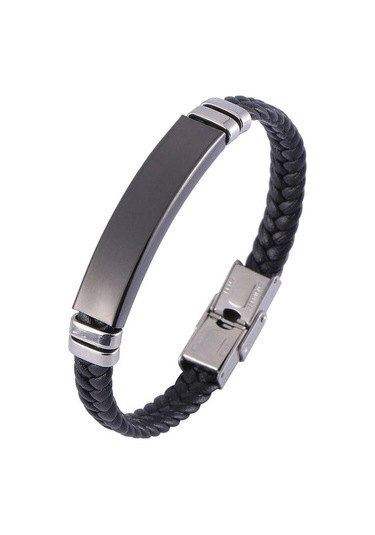 Novahub Hip Hop Siyah Deri Bileklik Paslanmaz Çelik Bileklikler Kelepçeler Erkekler Charm Kelepçe Erkek Takı Moda Hediye Siyah Siyah