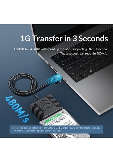 Novahub Orıco Uts1 Usb 3.0 2,5 Sata Hdd Adaptörü, Silikon Kılıflı Kablo Uzunluğu: 1m