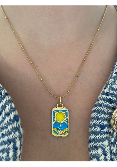 Vıp Seri - Güneş Kararmaz Çelik Kadın Gold Kolye Modern Ve Şık Altın