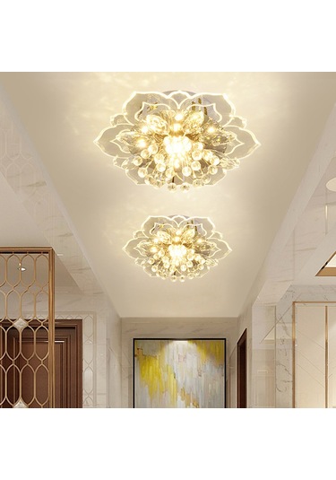 Ranyeek Giriş Hallı Ve Koridor İçin Modern Kristal Gömülü Tavan Lambası - 9w Beyaz Işık, Dayanıklı Malzeme, Kolay Kurulum - 90119 Modeli Beyaz