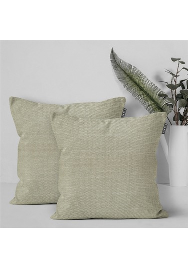 2'li Keten Görünümlü Kırlent Kılıfı Krem