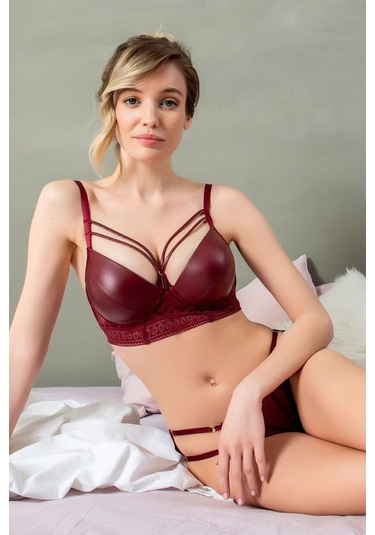 Magic Form 4748 Çıkabilen Dolgulu Dantelli Sütyen-bordo Bordo