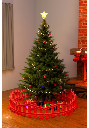 Plastik Yılbaşı Ağacı Çiti (Y: 32 CM G: 55 CM) 8 Adet Sert Zemin Ayaklı - Kırmızı