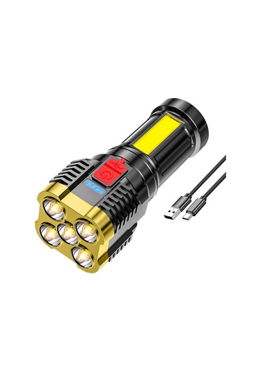 Neevoyu 5 Led Şarj Edilebilir El Feneri - 4 Işık Modlu, Kamp Ve Acil Durumlar İçin Taşınabilir Çalışma Lambası Altın