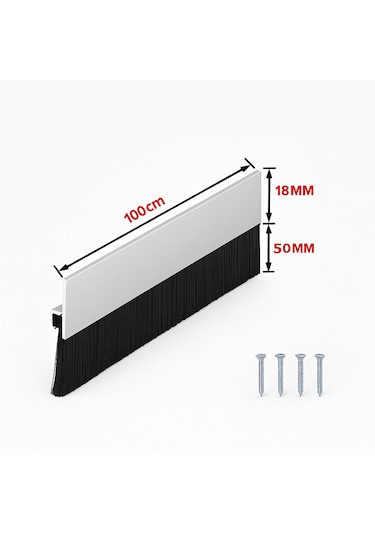 Ayrıntıshop Alüminyum Kapı Altı Fırça Fitil 100 Cm Kapı Altı Kıl Fırça Süpürgesi 5