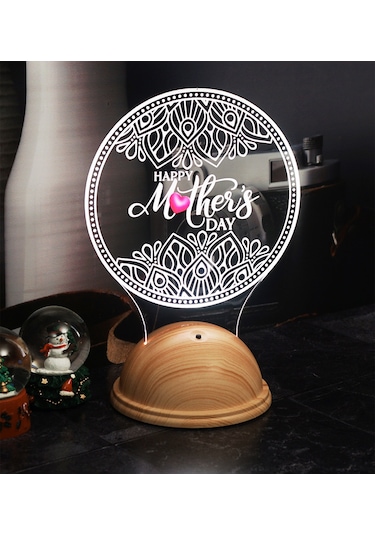 Happy Mother's Day İşlemeli Anneler Günü Hediyesi Led Gece Lamba