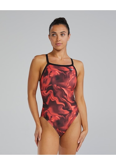 Tyr Durafast Elite Women's Diamondfit Swimsuit - Waveform Kırmızı