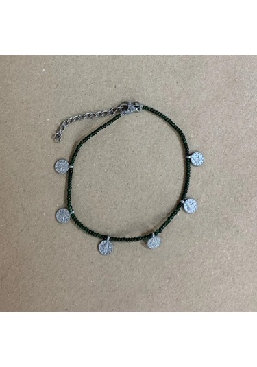 Uretti - Mehtap 4435 - El Yapımı Antik Boncuk Detaylı Halhal Siyah