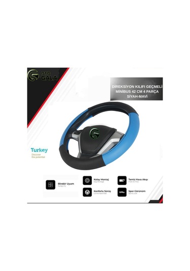 Direksiyon Kılıfı Geçmeli Minibus 42 Cm 4 Parça Siyah-mavi Siyah - Mavi