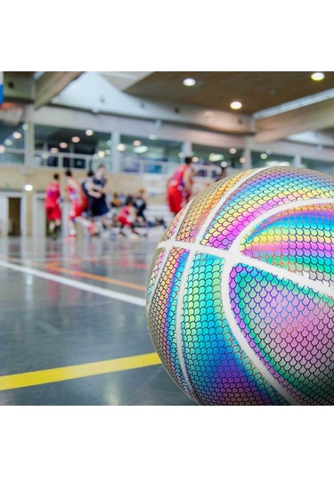 Ranyeek Yansıtıcı Pu Lastik 7 Numara Yetişkin Basketbol Topu Futbol + Hava Pompası + İğne + Çanta Büyük Altıgen Desenli