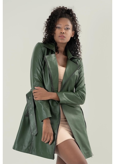 Rosana Yeşil Deri Mont 211611 001