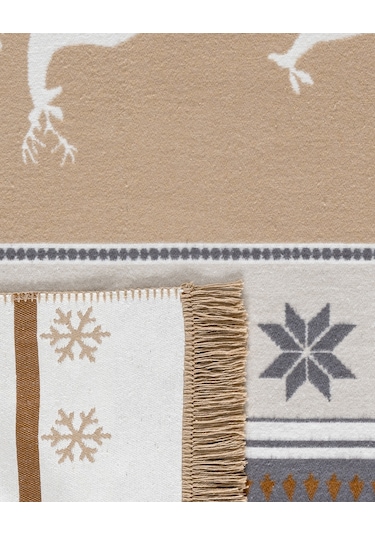 Cascade Pamuklu Saçaklı Dokuma Kilim - Beyaz/bej/antrasit - 120x180 Cm 8684427148594 Çok Renkli