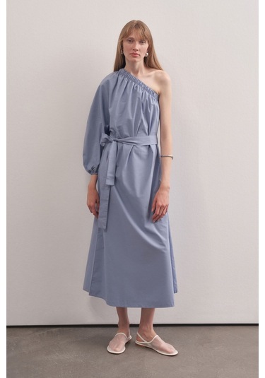 Mathilda Store Kadın Mavi Tek Kol Elbise Mavi