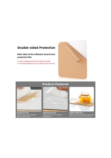 Puluz 20cm Fotoğraf Akrilik Yansıtıcı Ekran Masası Arka Plan Panosu Beyaz