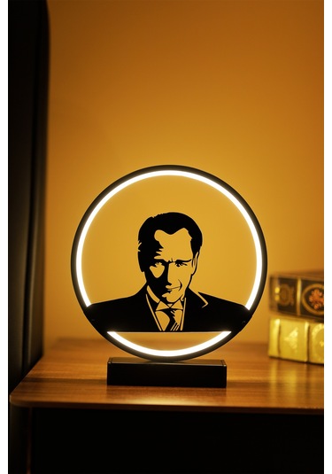 Modern Atatürk Portre Metal Led Masa Lambası Dekoratif Gece Lambası Özel Tasarım Işıklı Obje Mustafakemal