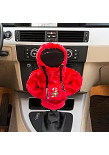 Suntek Yumuşak Peluş Noel Hoodie Vites Topuzu Kapağı Şeker Kamışı