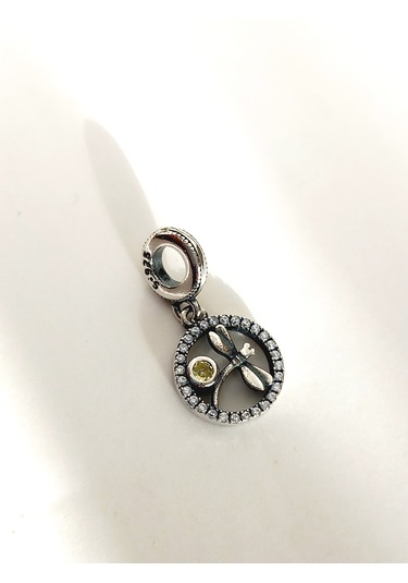 Gümüş Işıltılı Sarı Yusufcuk Pan Tasarım Bileklik Uyumlu Charm 1