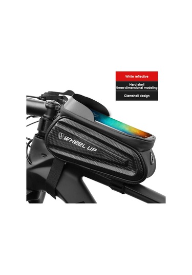 Moveevo Erkek Kadın Bisiklet Çantası, Pvc Materyal, Su Geçirmez Dokunmatik Ekran, 23x11cm, Beyaz Işıklı, Dağ Bisikleti Üst Boru Çantası Beyaz