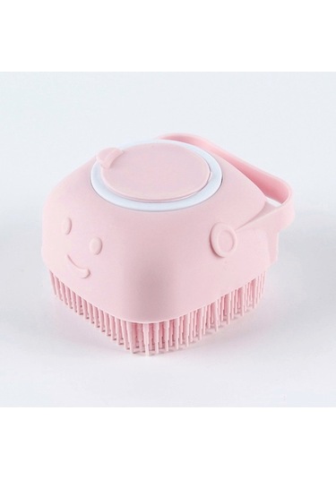 Şampuan Hazneli Kedi Köpek Silikon Duş Fırçası 11 Cm Pembe