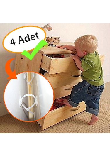 Evokids Mobilya Sabitleyici Aparat 4 Adet Çok Renkli