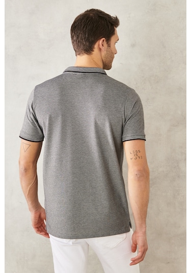 AC&Co / Altınyıldız Classics Erkek Sıyah Polo Yaka Cepli Regular Fit Geniş Kesim Düz Tişört Siyah