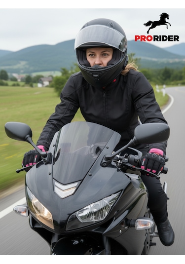 Yüksek Korumalı Kadın Motosiklet Eldiveni Pembe Avuç İçi Slider Korumalı