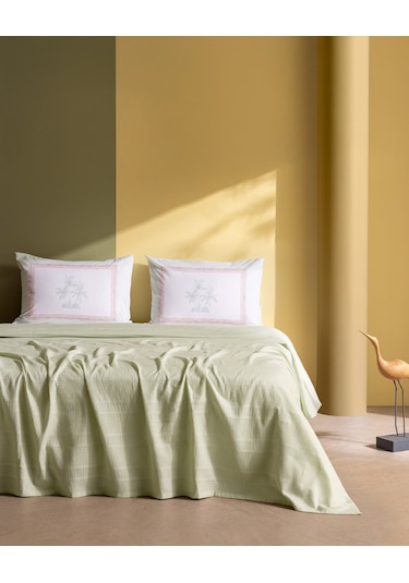 Mathilda Tek Kişilik %100 Pamuk Karde Düz Pike Takımı - Mint Yeşili 8684427200438 Yeşil