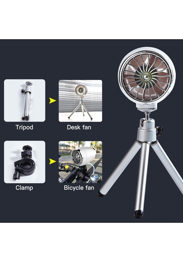 Ranyeek Bisiklet Usb Fanı + Tripod + Tutucu, Beyaz - Serin Sürüş İçin Elektrikli Fan
