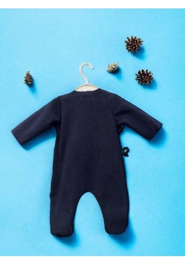 Kız Bebek Ayıcık Desenli Polar Kışlık Tulum-15267 Lacivert