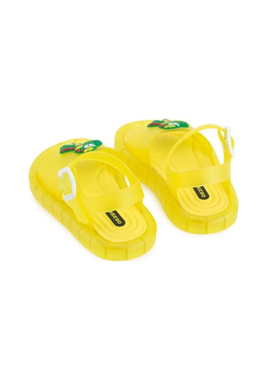 Gezer Yazlık Erkek Çocuk Suni Deri Işıklı Rahat Taban Ayarlanabilir Dino Sandalet Sarı