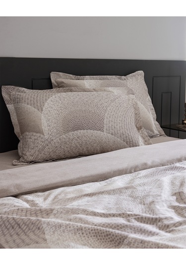 Madame Coco Rochelle King Size %100 Pamuk Baskılı Saten Nevresim Takımı - Bej Ekru